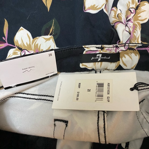 7 For all Mankind Floral Skinny Ankle Pants Size 28 - Picture 3 of 5